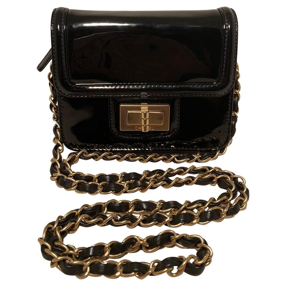 CHANEL Mini Black Patent Leather Classic Shoulder Bag - Picture 1 of 9
